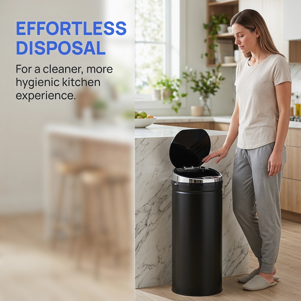 image 1 of HOMCOM Automatic Hand Sensor Dustbin Kitchen Waste Bin Rubbish Can 50L Black