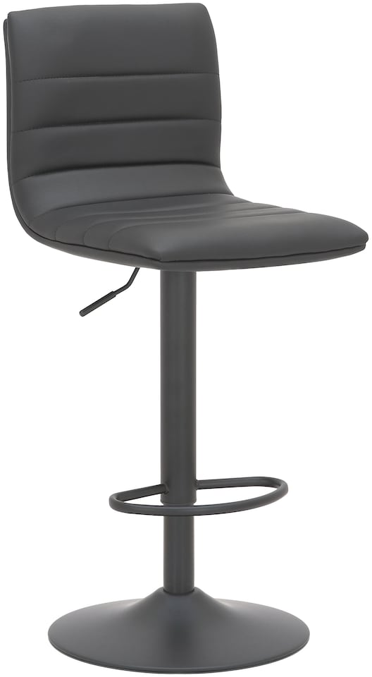 image 1 of Aldo Black Bar Stool - Adjustable Height Kitchen Stool with Faux Leather Seat
