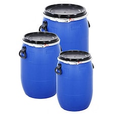150L Blue Open Top UN Approved Blue Plastic Keg Barrel Drum With Lid & Latch Ring | Blue