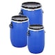 image 1 of 150L Blue Open Top UN Approved Blue Plastic Keg Barrel Drum With Lid & Latch Ring | Blue