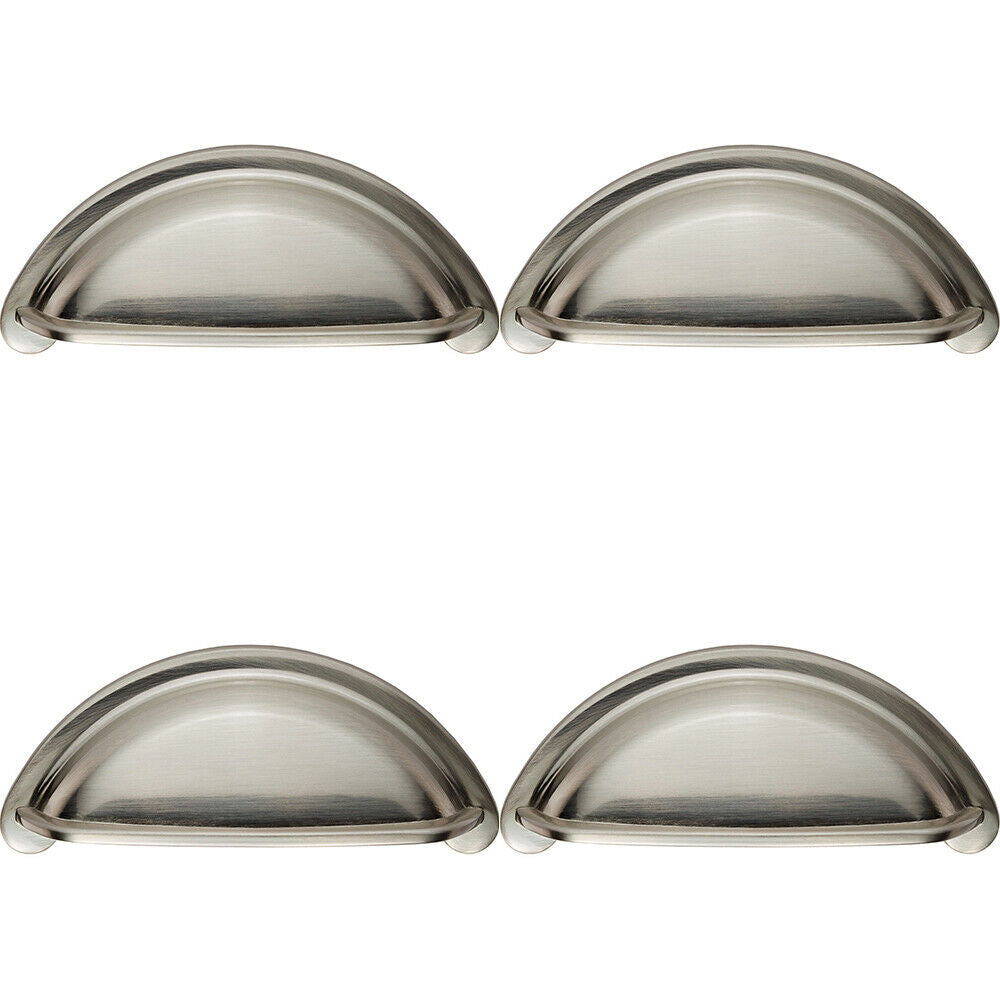Loops 4x Cabinet Cup Pull Handle 94 x 41.5mm 76mm Fixing Centres Satin Nickel in Metallics
