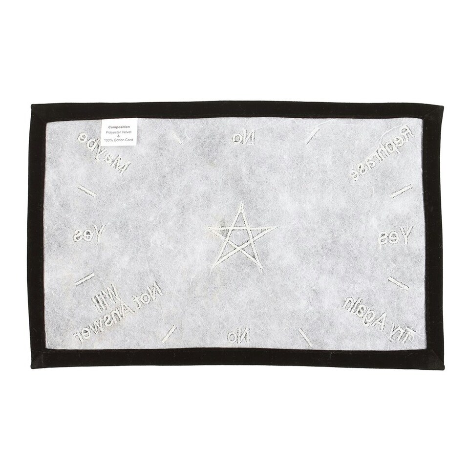 image 1 of Something Different Embroidered Pentacle Pendulum Mat - Black/White - One Size