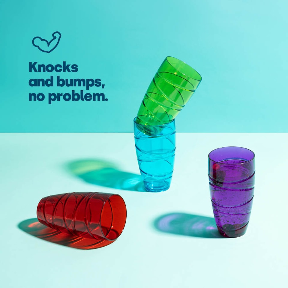 image 1 of Swirl Multicolour Plastic Tumbler Set of 4