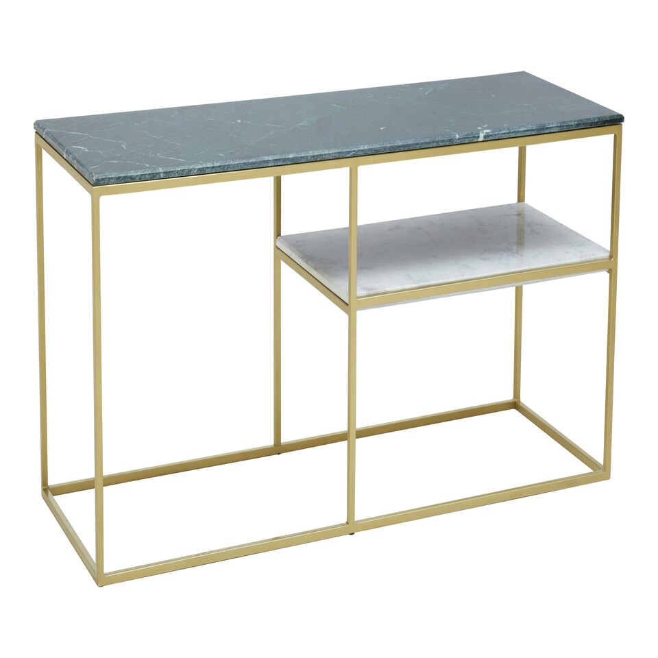 image 1 of Interiors by Premier Assorted Marble And Gold Frame Console Table Gold