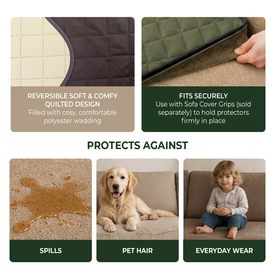 image 1 of Coopers Of Stortford 2 Seater Sofa Cover Quilted Washable Furniture Protector