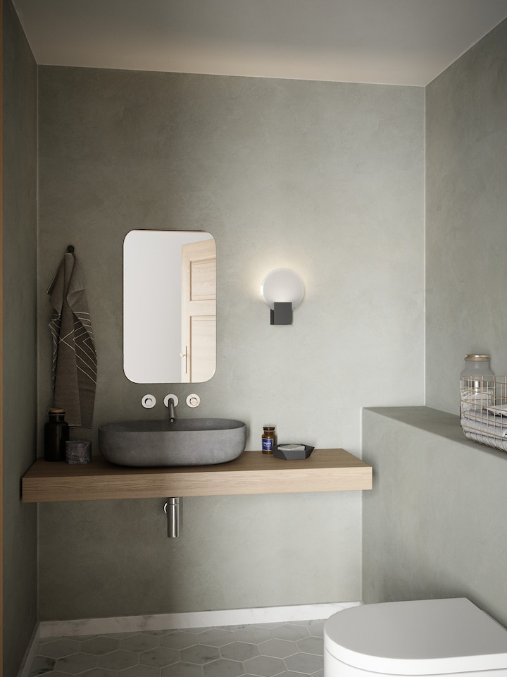 image 1 of Nordlux Hester Indoor Wall Light Black Plastic Intergrated LED  3-Level Dimming - Mains Powered, IP44 | Black | Black