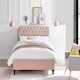 image 2 of 5ft King Size Fabric upholstered, Pink,buttoned back,curved bed, scroll, chesterfield, frame,bedstead