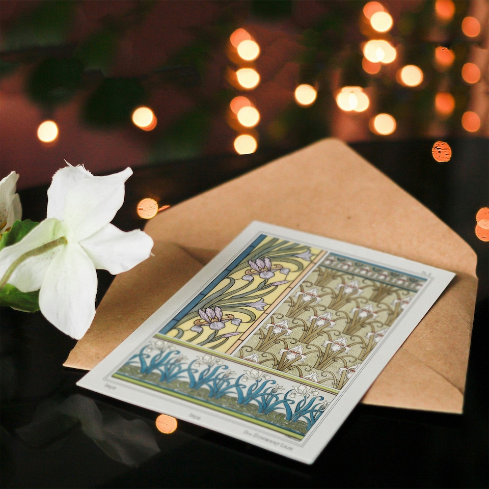 image 1 of Maurice Pillard Verneuil Art Card Iris Floral Patterns