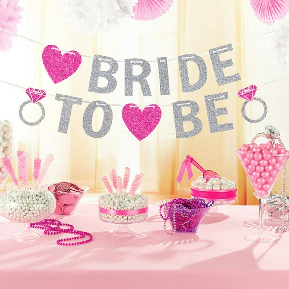 image 1 of Amscan Hen Party Glitter Bride To Be Banner - Silver/Pink - 3.65m