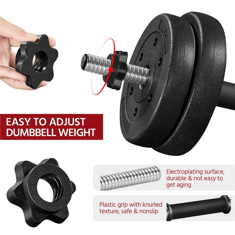 image 1 of Yaheetech 15kg Adjustable Dumbbell Set Black