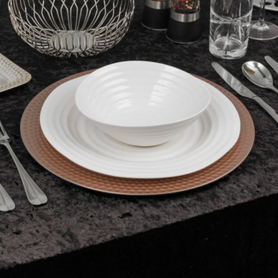 image 1 of Geo Matt Charger Plates | Gold | Rose Gold & Set of 12 | 12