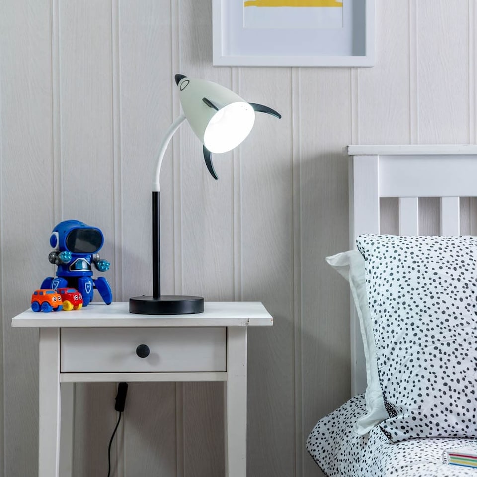 image 1 of ValueLights Adjustable Rocket Matte Blue Table Lamp and Integrated Bulb