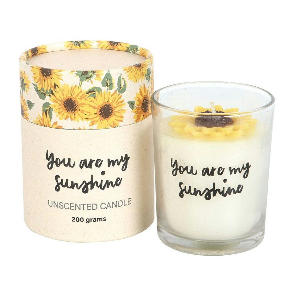 image 1 of You Are My Sunshine Unscented Candle with 3D Sunflower Multi