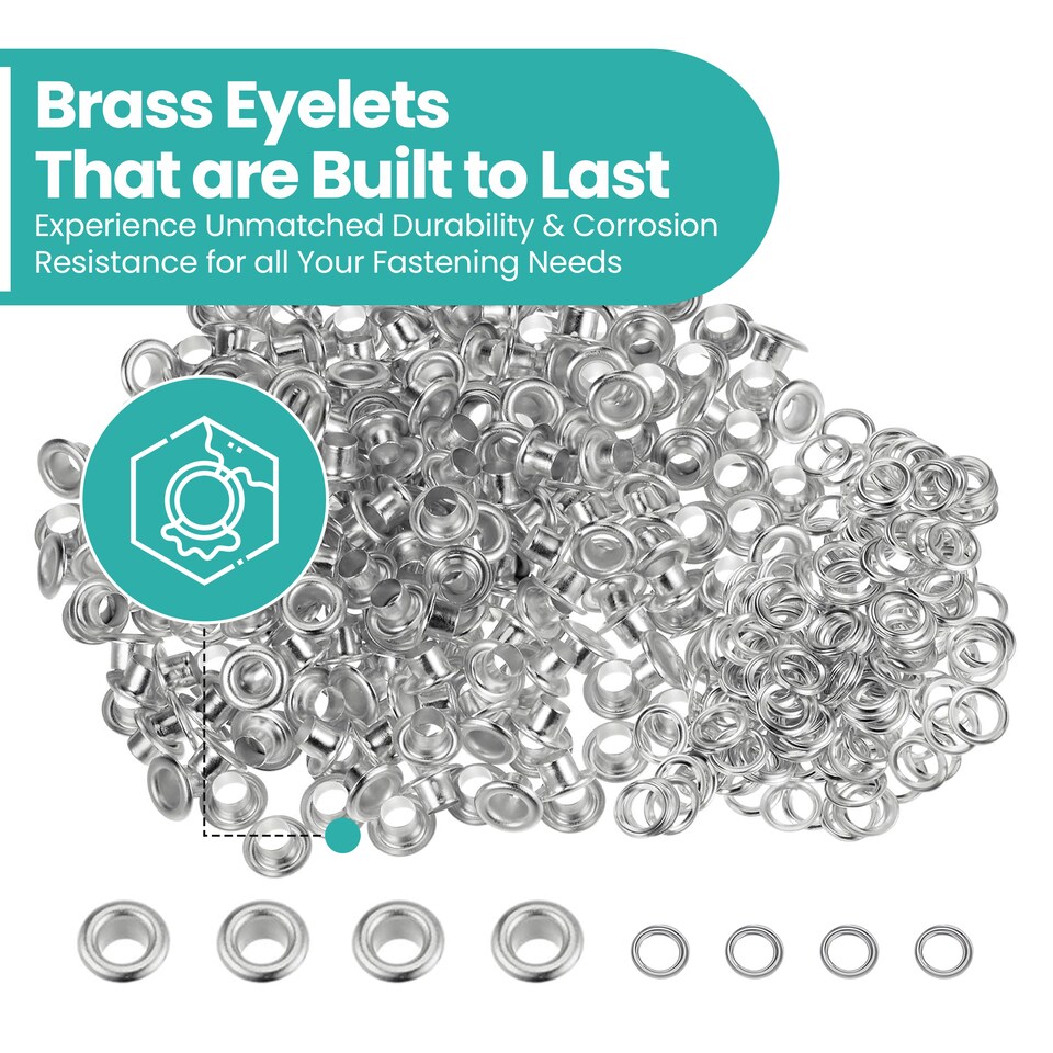 image 1 of 6mm Brass Eyelets with Washers for Arts & DIY Projects - 100 Pcs