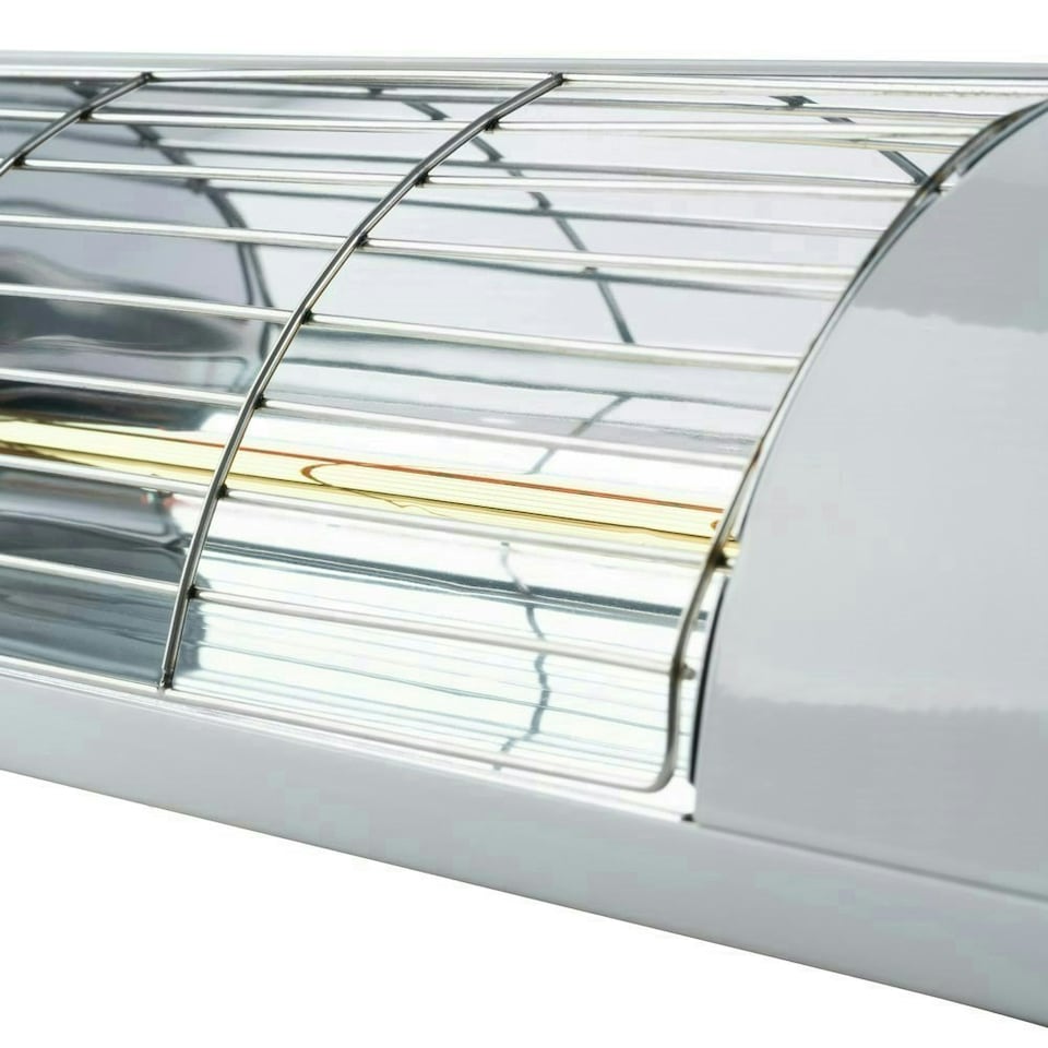 image 1 of 3kW Dual Wall Mounted Quartz Halogen Bulb Electric Infrared Patio Heater in White