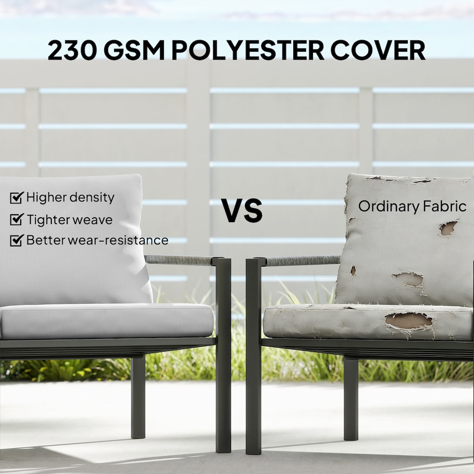 image 1 of Outsunny 5 Piece Metal Garden Furniture Sofa Set with Cushions, Light Grey | Grey | Light Grey