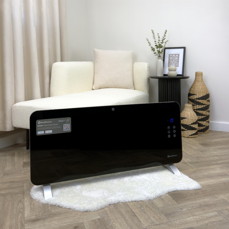 image 1 of Rediffusion Smart Glass Panel Heater 2000W Black