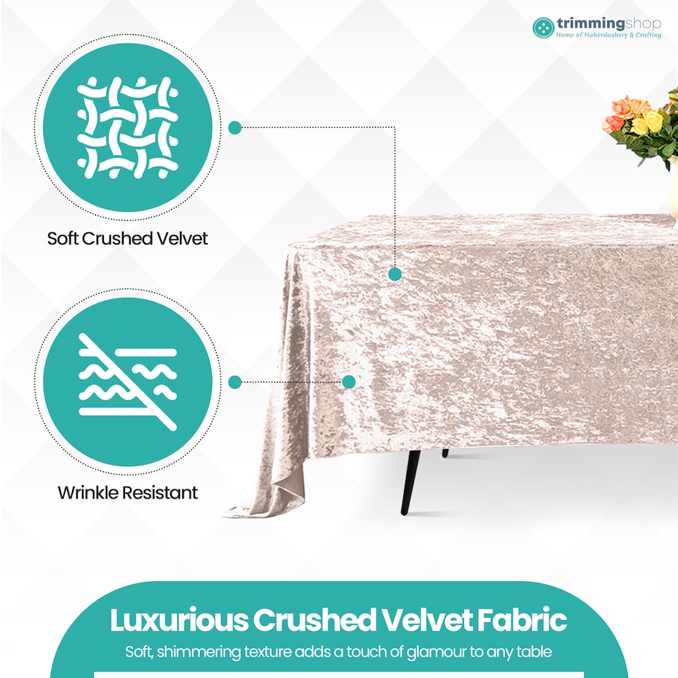 image 1 of Rectangle Crushed Velvet Table Cloth, Washable Table Cover - 70" x 144"