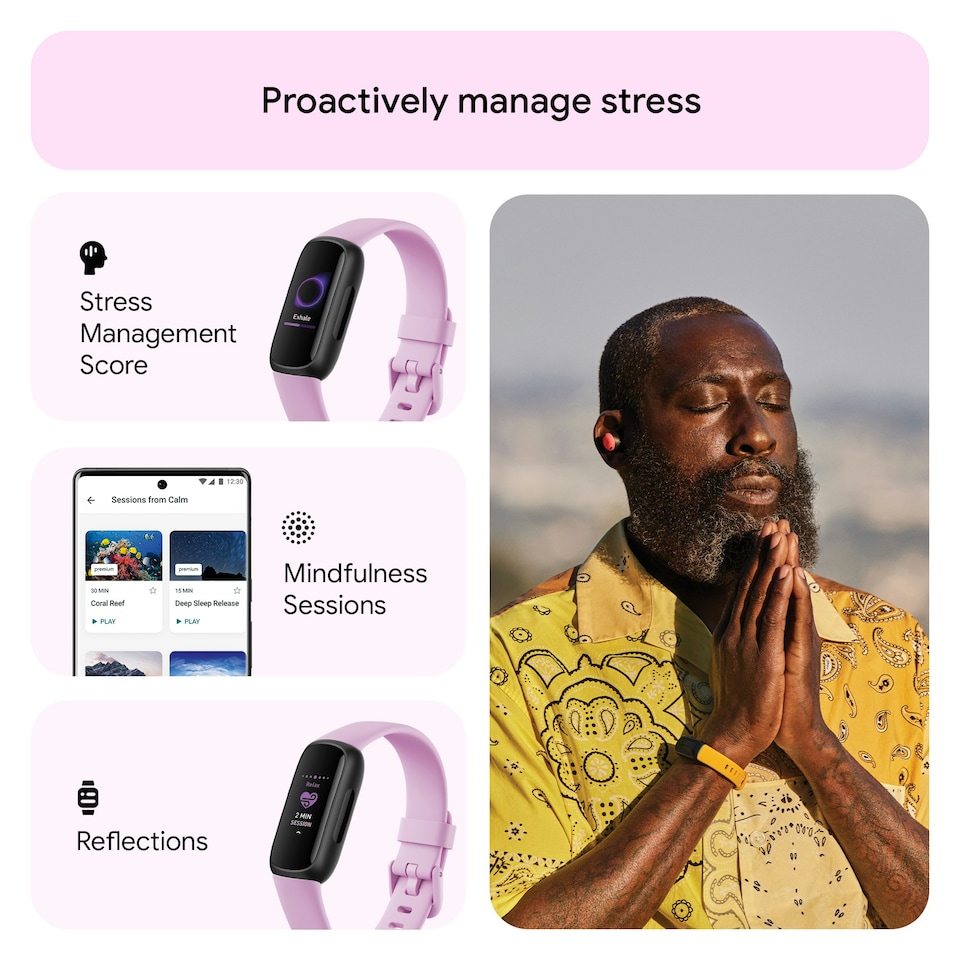 image 1 of Fitbit Inspire 3 - Black / Lilac Bliss