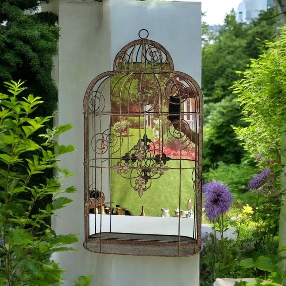image 1 of Garden Mirror Cage - Metal - L11 x W40 x H73 cm