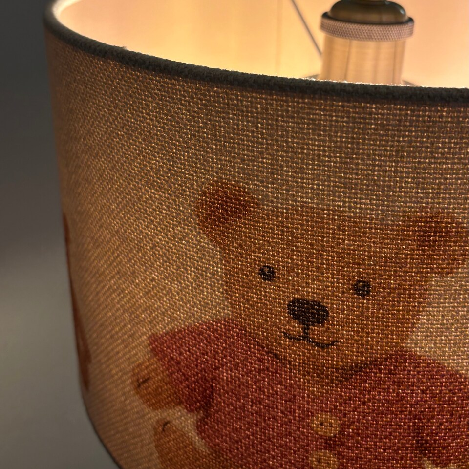 image 1 of CGC BLAKE 45cm Oatmeal Linen Pink Teddy Bear Children’s Lampshade