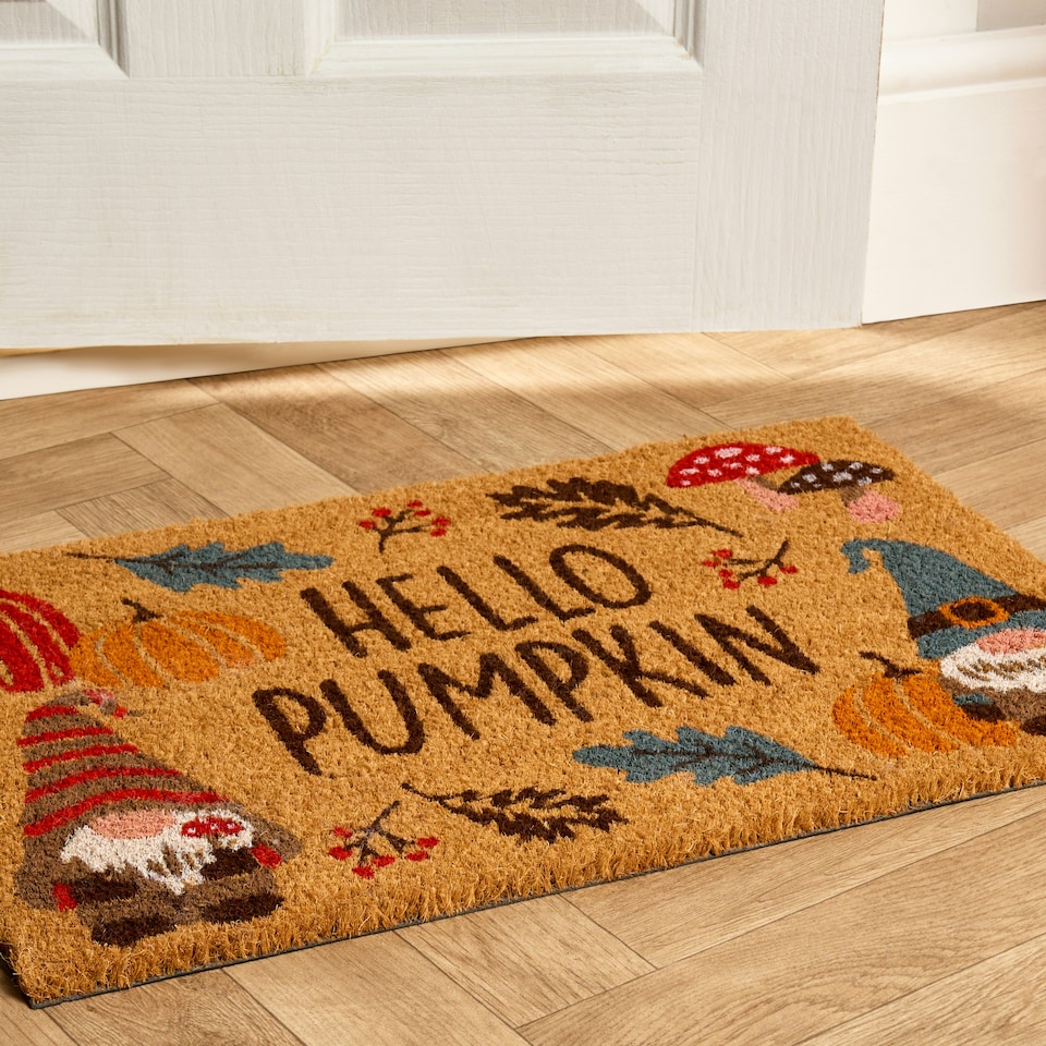 image 1 of OHS Autumal Gonk Pumpkin Heavy Duty Coir Matting Floor Non-Slip Indoor Outdoor Door Mat