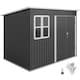 image 1 of Outsunny 8.5 x 6ft Storage Shed Galvanised Steel Garden Shed, Metal Shed with Foundation Kit, Window, Lockable Wide Doors and Air Vents for Outdoor Patio, Dark Grey | Grey | 1