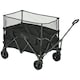 image 1 of Outsunny 180L Folding Garden Trolley Wagon Cart w/ Extendable Side Walls, Black