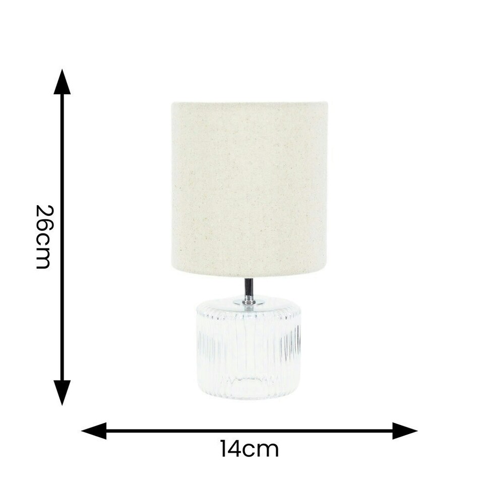 image 1 of ValueLights Betty Clear Glass Table Lamp with Natural Lamp Shade and LED Bulb