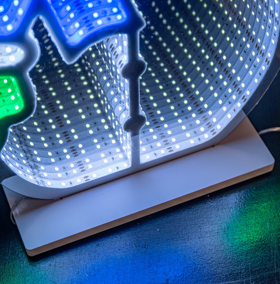 image 1 of 60cm Light up Snowman Infinity Christmas Decoration with Multi-Coloured LEDs