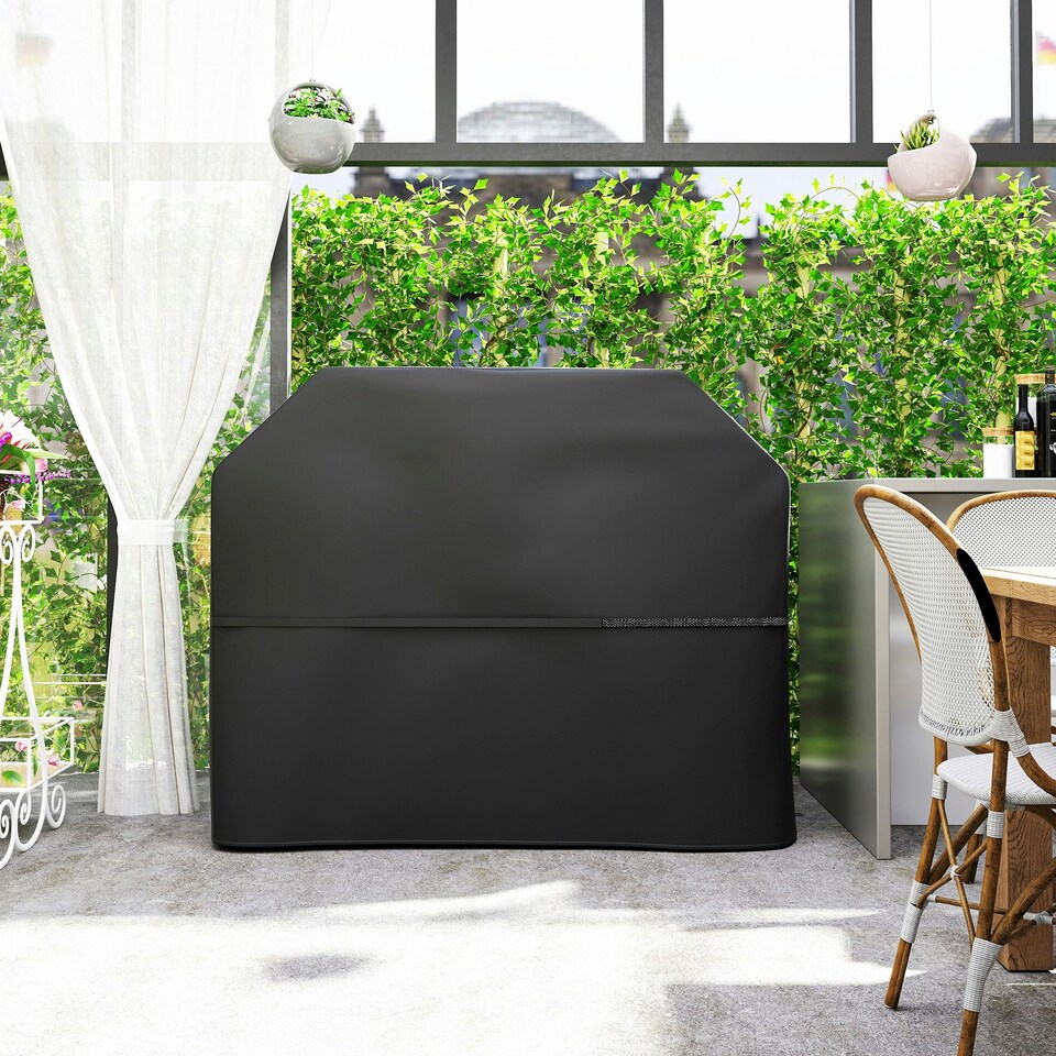image 1 of Outsunny Barbecue Cover, Waterproof UPF30+ Rip-Proof, 147 x 61 x 122 cm Black | Black