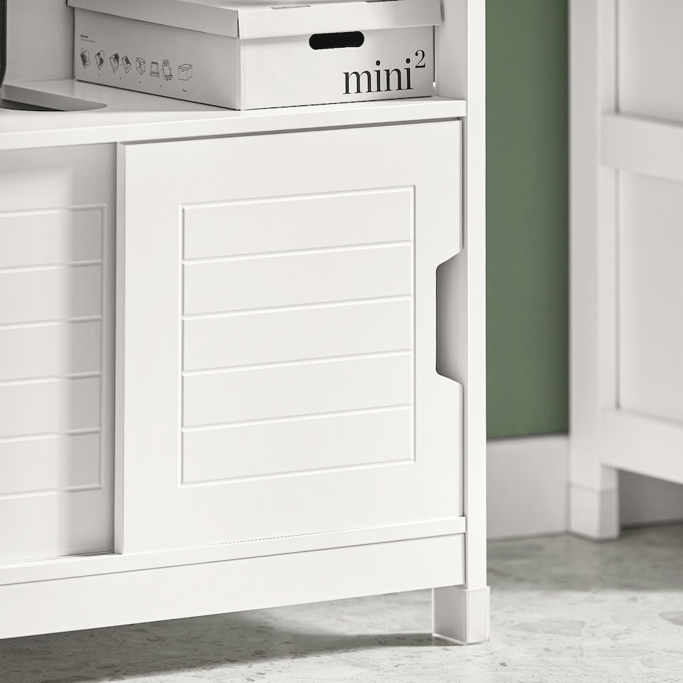 image 1 of SoBuy FRG128-W,Under Sink Bathroom Cabinet with Double Sliding Doors