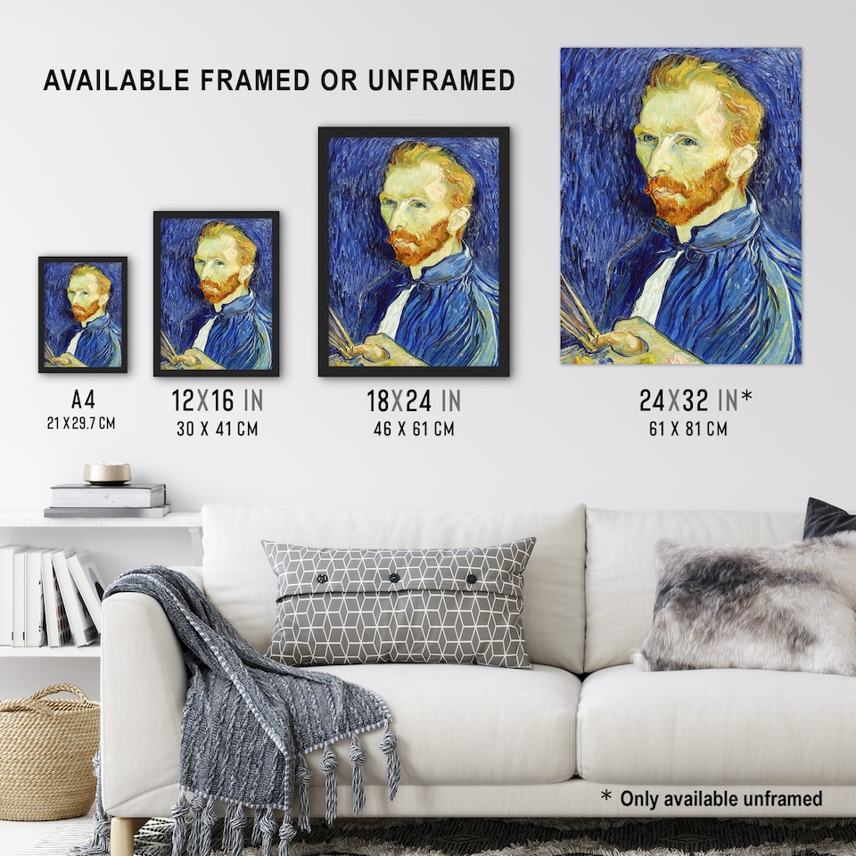 image 1 of Self Portrait With Palette Van Gogh Vintage Huge Wall Art Poster Print 24X32"