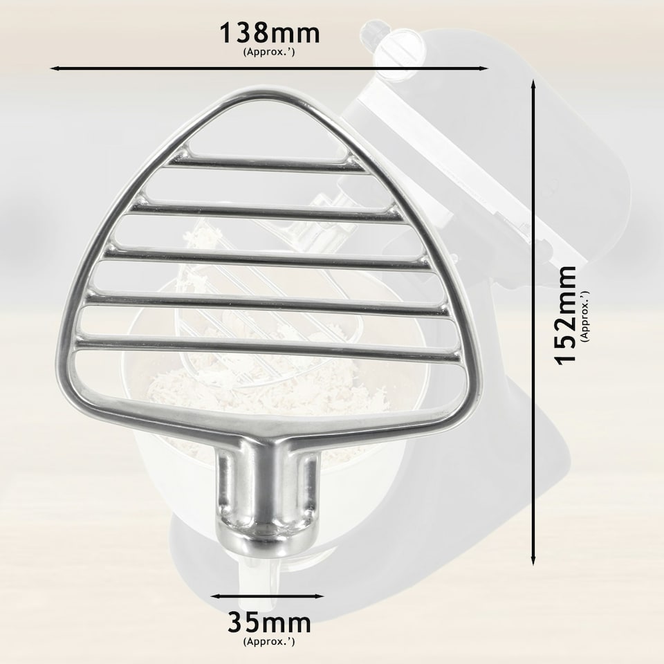 image 1 of SPARES2GO Pastry Beater KSMPB5SS Type for KitchenAid 4.3 4.7 4.8 L Tilt Head Stand Mixer K45 K45SS KSM90 KSM100
