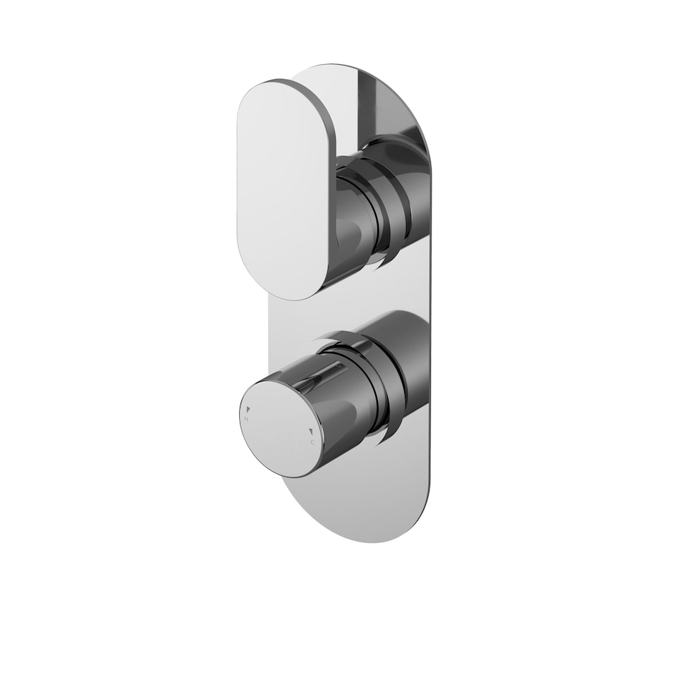image 1 of Current Round Twin Concealed Thermostatic Shower Valve & Knob - Chrome