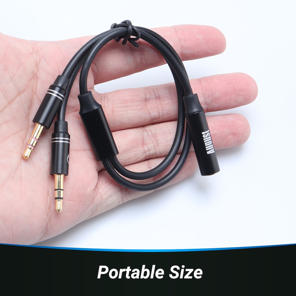 image 1 of 3.5mm Headphone Jack Splitter for Microphone & Stereo Audio Headphones - August TAA220