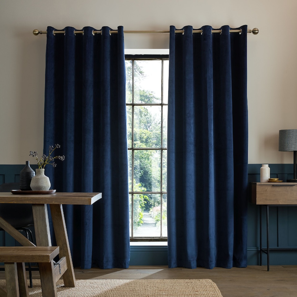 image 1 of Catherine Lansfield Super Thermal Blackout Matt Velour Eyelet Curtains