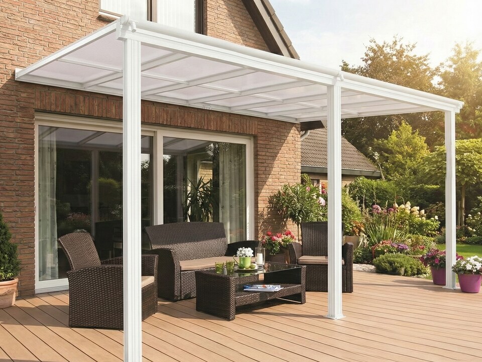 image 1 of White Garden Veranda Canopy Patio Shade Pergola 10ft x 10ft