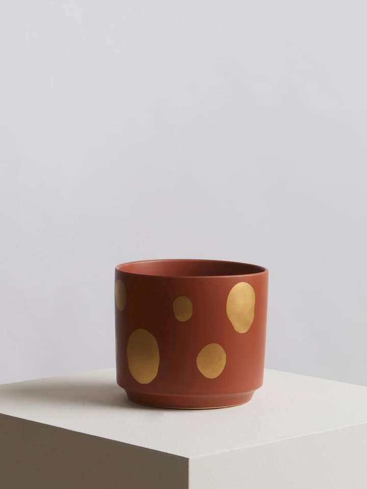 image 1 of Orsina Gold Speckled Ceramic Planter, Modern Large Ceramic Garden Pot for Home, Ceramic Pots for Indoor Plants