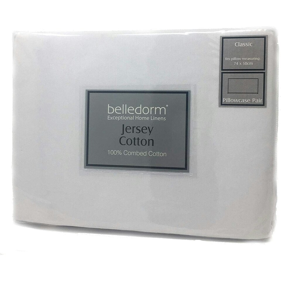 image 1 of Belledorm Jersey Cotton Contour Pillowcase (Pair) - White - L