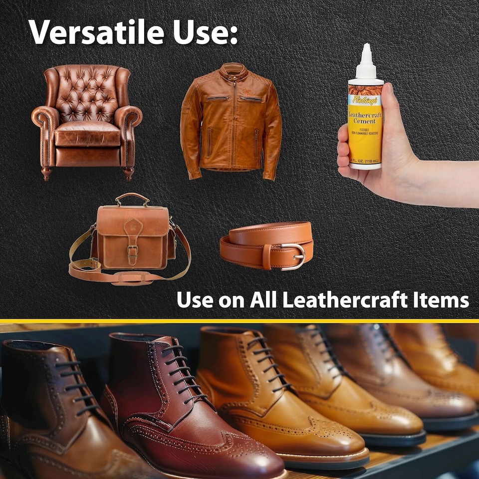 image 1 of Fiebing's Leathercraft Cement - Professional Adhesive for Leather Bonding 4oz | Clear