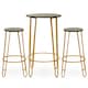 image 1 of Interiors by Premier Set of 3 Gold Frame Bar Table Stool Set , Hairpin Stool for Kitchen Counter, Elm Wood Metal Frame Stool