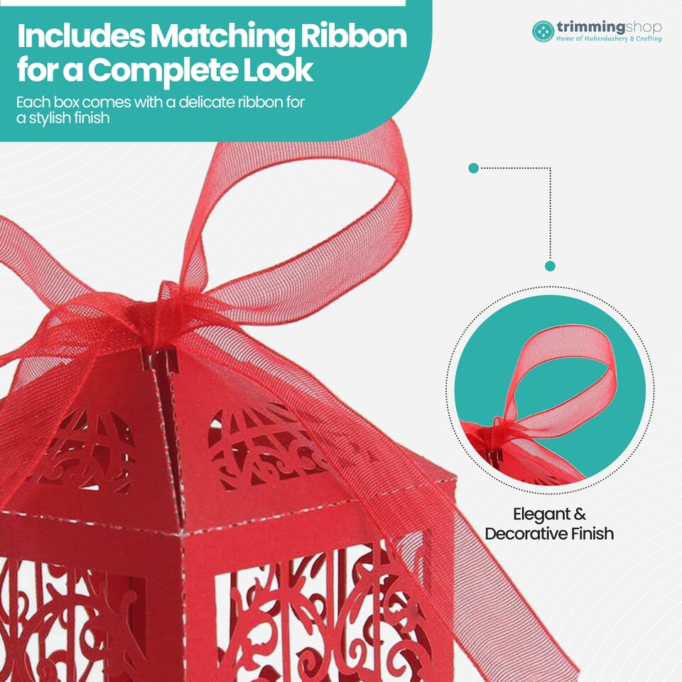 image 1 of Love Birds Wedding Favour Boxes with Organza Ribbon Gift Boxes - 50pcs
