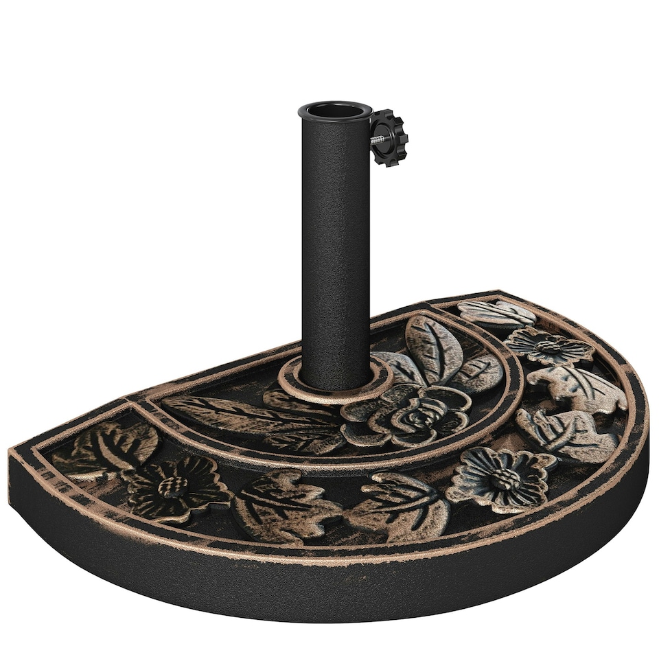 image 1 of Outsunny 9kg Half Round Parasol Umbrella Base Resin Outdoor Garden Furniture