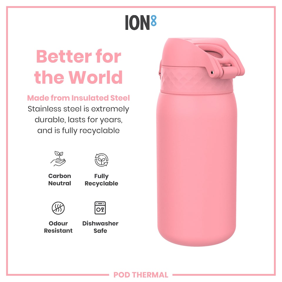image 1 of Leak Proof Water Bottle, Vacuum Insulated, 320ml (11oz) | Pink | Rose Bloom | One Size