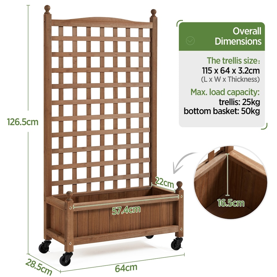 image 1 of Yaheetech 126.5 cm H Raised Garden Bed with Trellis-Dark Brown