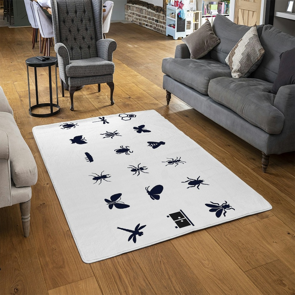 image 1 of Insect icons (Rug) White | L