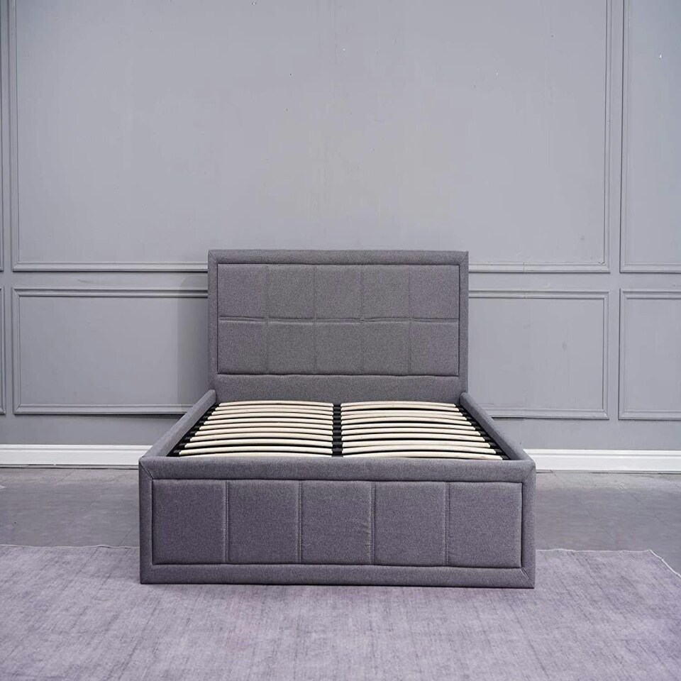 image 1 of Ottoman Stoarge Bed grey small double 4ft fabric and 1 Mattress wooden bedroom