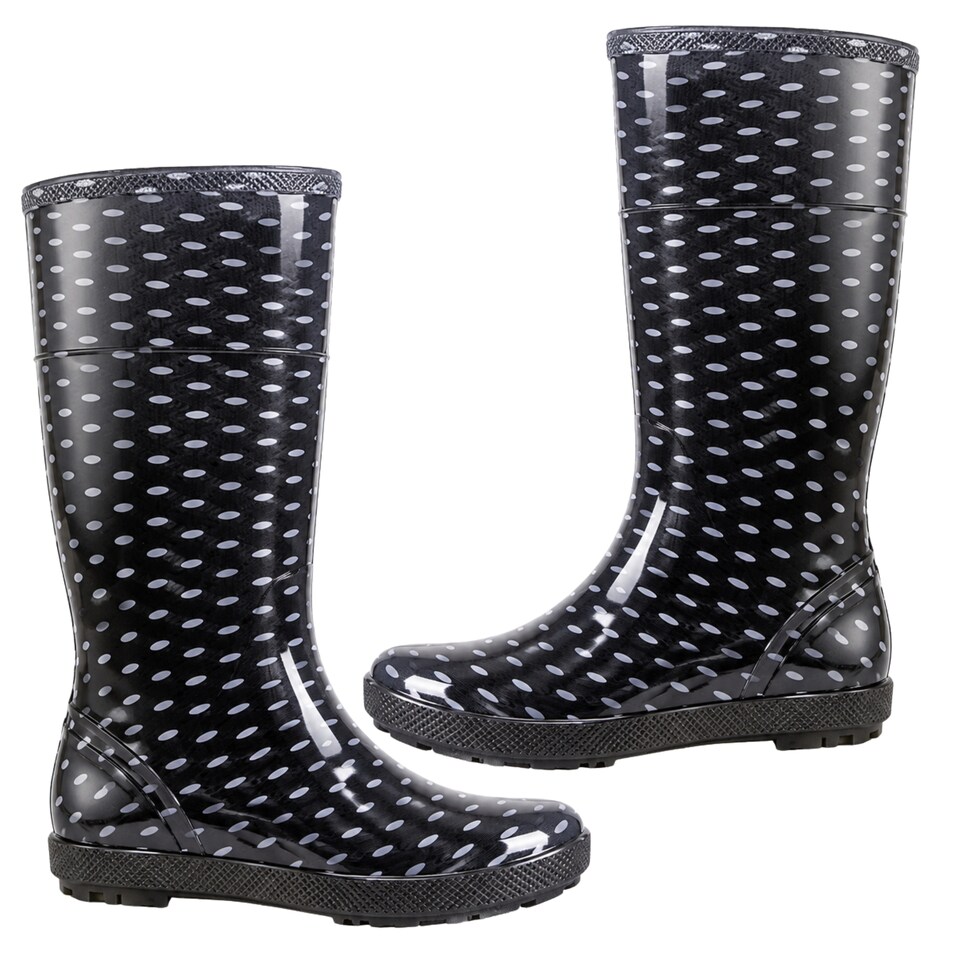 image 1 of Hawai Lady Women's Black Polka Dot PVC Rain Wellies EU40