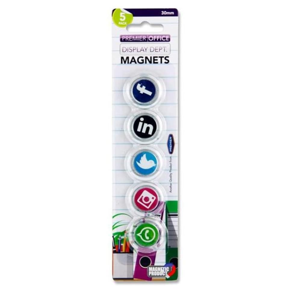 image 1 of Pack of 5 for 30mm Round Social Media Symbols Magnet by Premier Office